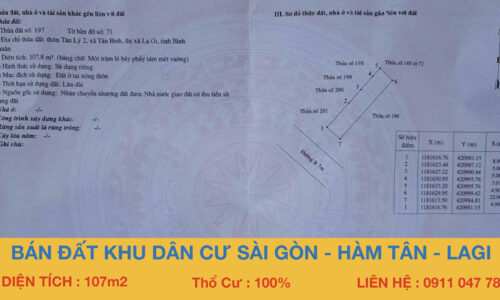 Bán lô đất mặt tiền đường nhựa 7m khu dân cư sài gòn hàm tân lagi